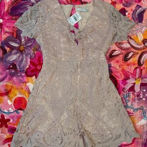 Lush Women's Pink and Tan Playsuit-romper